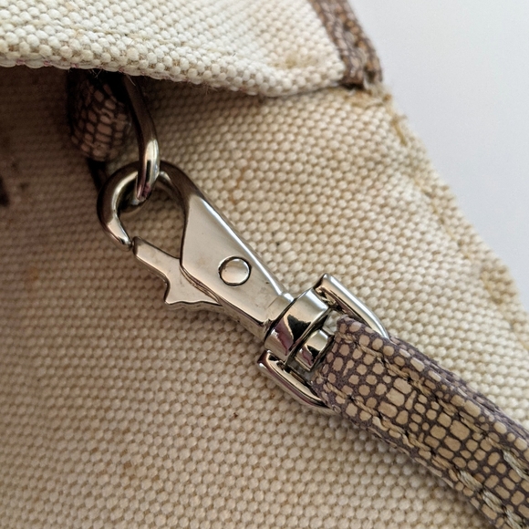 Rare Lauren Merkin Canvas & Snakeskin Envelope Clutch w/Wrist Strap - Picture 5 of 7